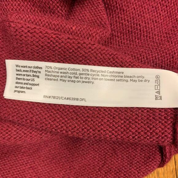 Eileen Fisher Oxblood Oversized Cotton Cashmere Cowel Neck Sweater - Size XXS - Picture 6 of 8